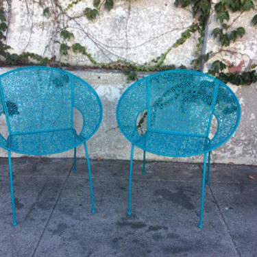 Mid Century Blue patio Chairs