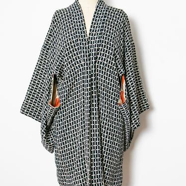 1950s Haori Rayon Japanese Jacket Robe 