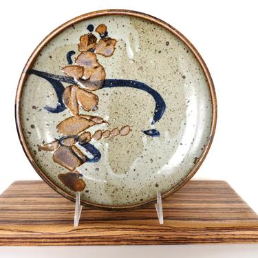 Vintage Japanese Studio Pottery Plate, Abstract Stoneware Decorative Plate With Makers Stamp 