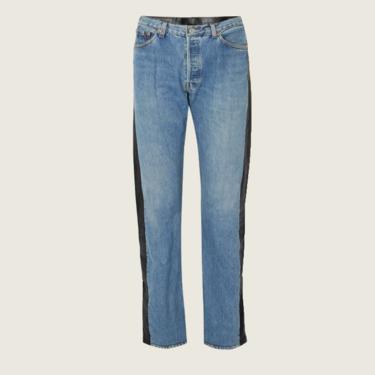 Vetements Leather Paneled High-Rise Jeans