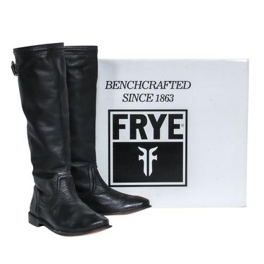 Frye - Black Pebbled Leather Calf High "Paige Trapunto" Boots Sz 7.5
