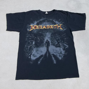 Vintage T-Shirt Megadeth Medium 2000s Thrash Metal Medium Distressed Faded Black Worn In Heavy Metal Band 