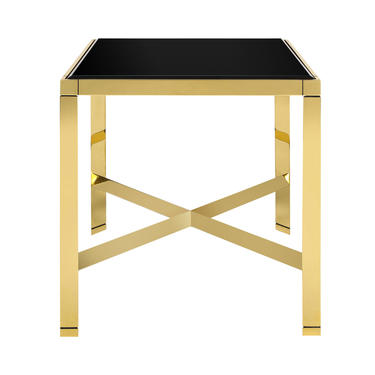 Karl Springer "Triangular Leg Metal End Table" in Brass with Black Glass Top 1980s