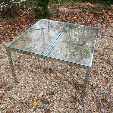 Chrome Post Modern Baughman style Dining Table Glass Vintage Mid-Century 