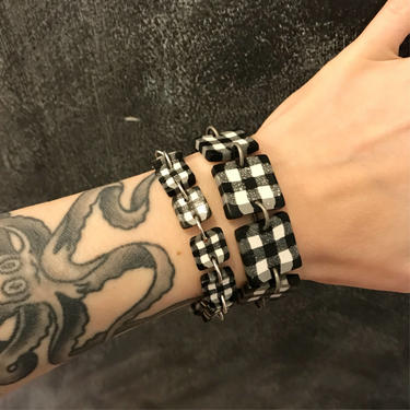 Gingham bracelets - handmade with polymer clay, inspired by what Nina Garcia was wearing on Project Runway by ChrisBergmanHandmade