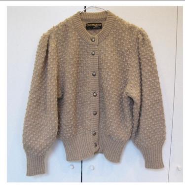Reserved for Rebecca / Beige popcorn knit sweater with puff sleeves. 