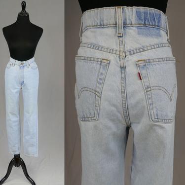 90s Levi's 512 Jeans - 28 waist - Light Blue Wash Denim Pants - Slim Fit Tapered Leg - Vintage 1990s - 30.75