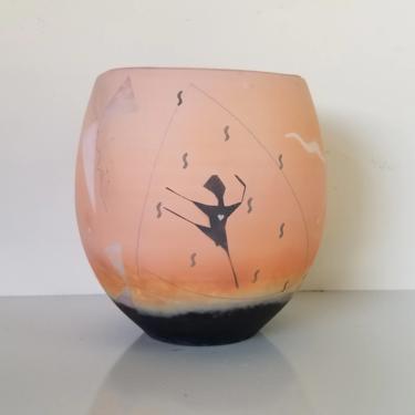 1980's A. Jeffrey Zigulis Raku Pottery Vase 