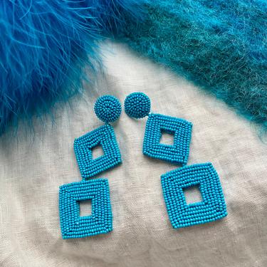 Turquoise Beaded Statement Earrings