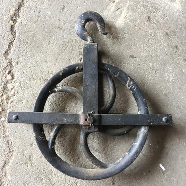 Salvaged Metal Pulley Large