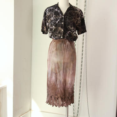 Brown Dyed Floral Embroidered Skirt / 2XL 3XL 