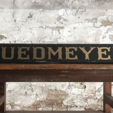 Antique Funeral Coach Buggy 'Suedmeyer' Hand Painted Wood Sign Family Name Plate 