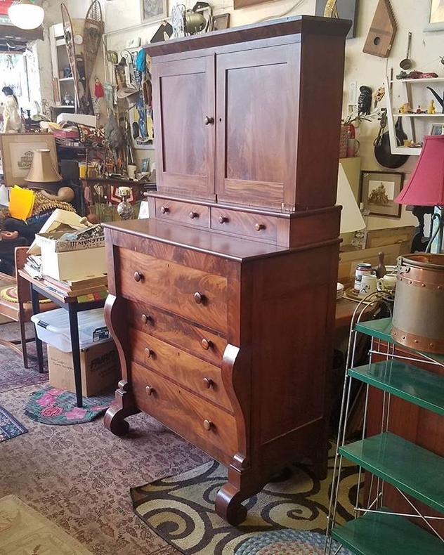                   19th Century Empire Chest with Top Bookcase