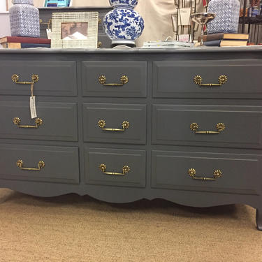 Long Stormy Grey French Provincial Dresser 4/20 