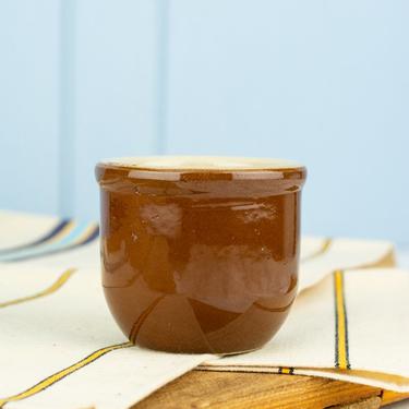 Vintage French Stoneware Yogurt Pot - Brown Glaze