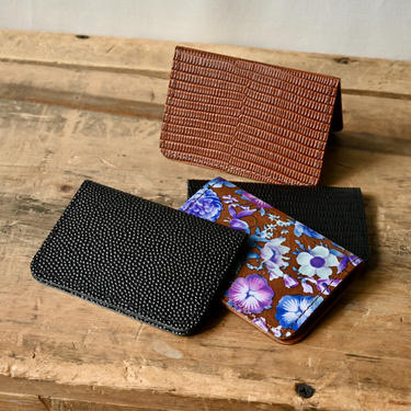 Leather Mini Wallet Embossed and Floral Leathers