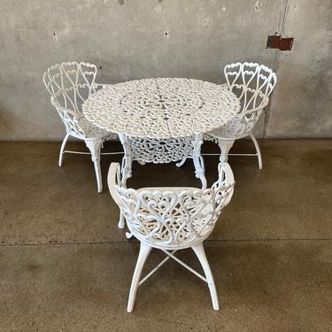 Vintage Aluminum White Patio Table & Chair Set