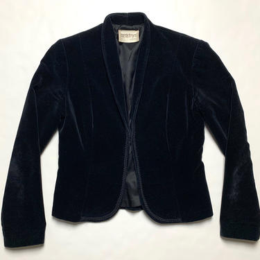 Vintage 1970s Women's NORDSTROM Velvet Shawl Collar Jacket ~ S ~ Cropped Blazer / Sport Coat ~ Velour 