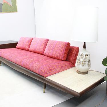 Mid Century Modern Adrian Pearsall sofa with incorporated tables | 