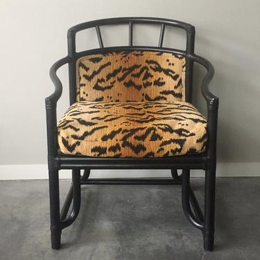 black bamboo + animal print chair by Milling Road for Baker Furniture