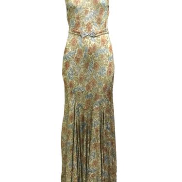 30s Gown Gold Lame with Belt