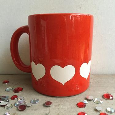Vintage Waechtersbach Heart Mug, Red Valentine's Mug, Made In W Germany, Valentine's Day Gift, Coffee Cup With Hearts 