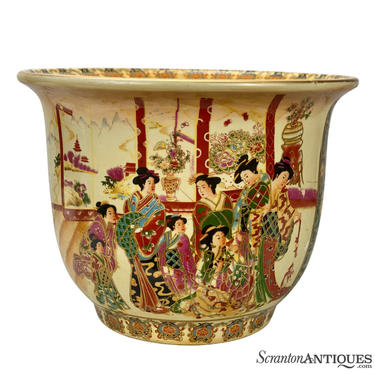 Vintage Chinese Porcelain Figural Indoor Jardiniere Planter