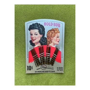1940s / 1950s dead-stock 'Hold Bob' Bobby Pin set- USA made- adorable packaging 