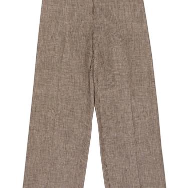 Armani Collezioni - Brown & Beige Plaid Wide Leg Trousers Sz 6