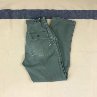 Size 26x27 1/2 Vintage 1950s 1960s US Army 4 Pocket Utility Baker Pants with Repairs 