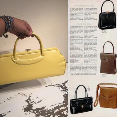 Her Catalog Had Arrived - Vintage 1950s Yellow Faux Patent Leather Vinyl Handbag 