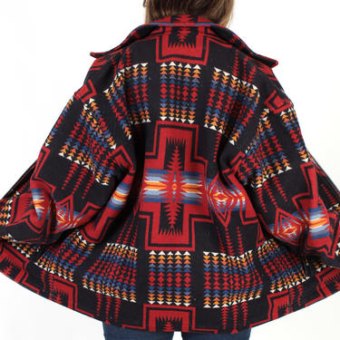 Mens Pendleton Jacket / Vintage Southwestern Blanket Jacket / Native American Rainbow Wool / Aztec Print Barn Jacket / Western Chore Coat 