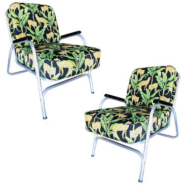 Mid Century Aluminum Patio/Outdoor Lounge Chair, Pair 