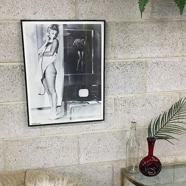 Vintage Nude Marilyn Monroe Playboy Print 1980's Retro Size 22x17 Glass Front Framed Photograph Print + Wall Decor + Black + White Photo 