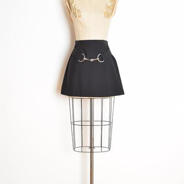 vintage 90s skirt black mod buckled raver goth short high waisted mini skirt XOXO S clothing 
