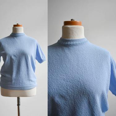 1960s Blue Knit Blouse 