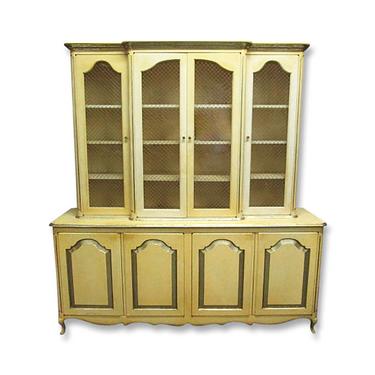 Vintage French Provincial Breakfront China Cabinet