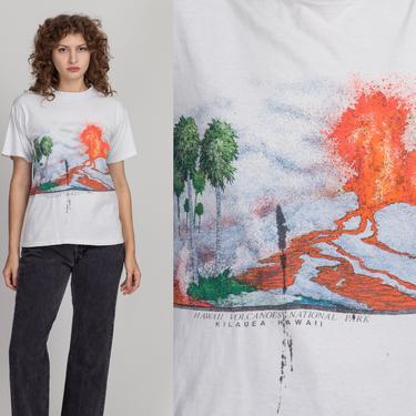 80s Hawaii Volcanoes National Park T Shirt - Men's Small, Women's Medium | Vintage Distressed Unisex White Graphic Tourist Tee 
