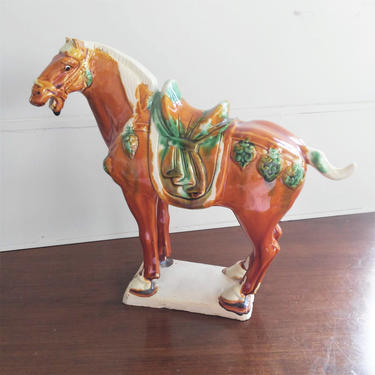 VINTAGE Ceramic Horse Statue// Large Ceramic Highly Detailed Horse Figurine// Horse Lover's Gift 