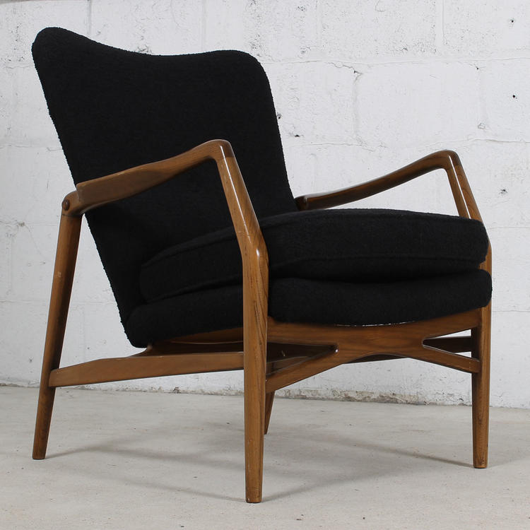 Mid Century Swedish Modern Walnut Wingback Chair
