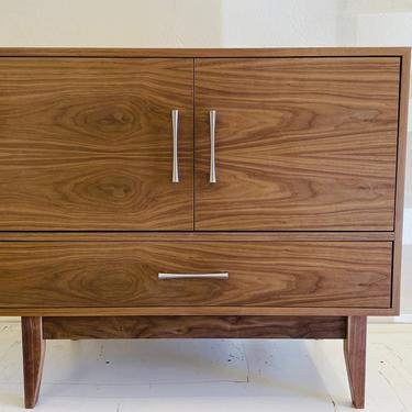 NEW Hand Built Mid Century Style Double Door / Single Drawer Bathroom Vanity / Buffet in Walnut  - Straight Leg Base ~ FREE SHIPPING! by draftwooddesign