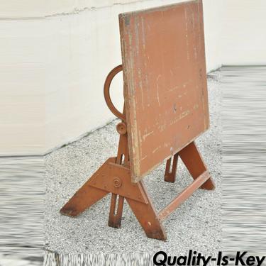 Antique American Industrial Drafting Table Work Architect Table Painted Desk