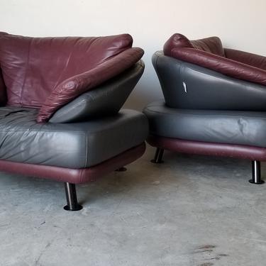 1980's Nicoletti Salotti Postmodern Italian Lounge Chairs - a Pair 