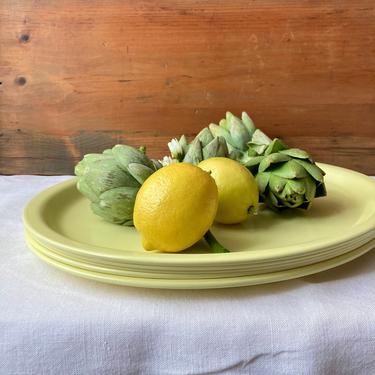 lemon yellow vintage metal tray - large oval serving tray 