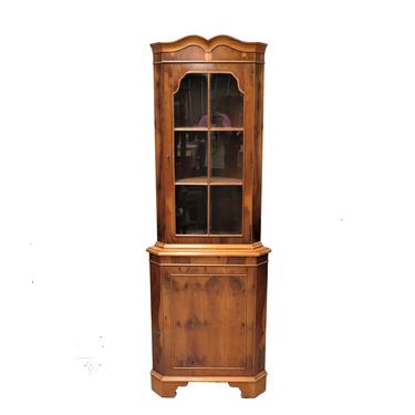 Vintage Wooden Cabinet | English Pecan Corner Cabinet 