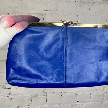 Blue Leather Clutch 