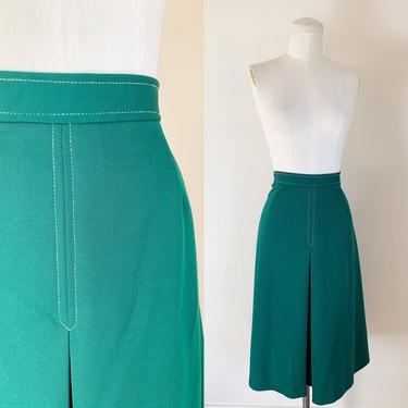 Vintage 1970s Forest Green Knit Skirt / 30&amp;quot; waist 