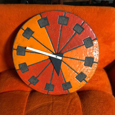 1960’s Mid Century Modern Italian Ceramic Wall Clock By Bitossi &amp; George Nelson. Free Continental us Shipping 