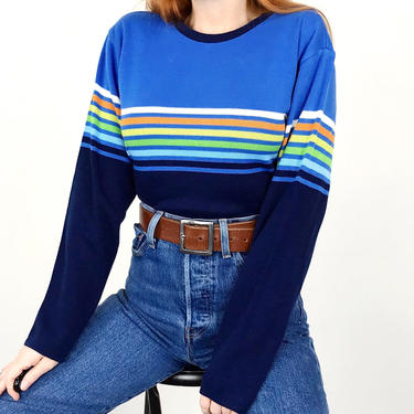 70's Rainbow Striped Pullover Sweater 
