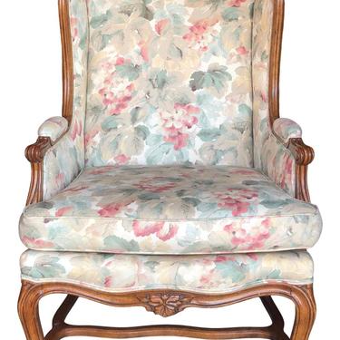 Vintage French Provincial Wing Back Chair 